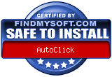 FindMySoft.com Safe To Install Award: AutoClick